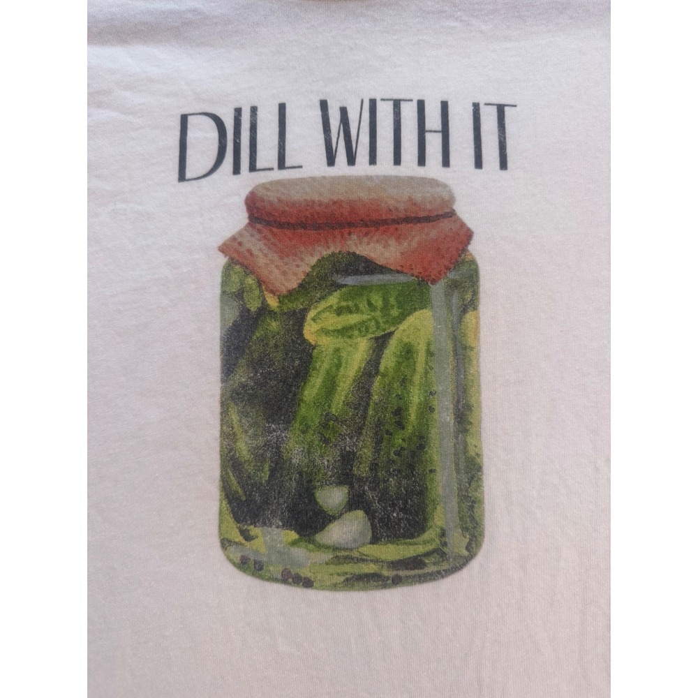 Golden Hour Womens Dill With It Pickle Graphic Tee Cream Cotton T-Shirt Large - Picture 7 of 9